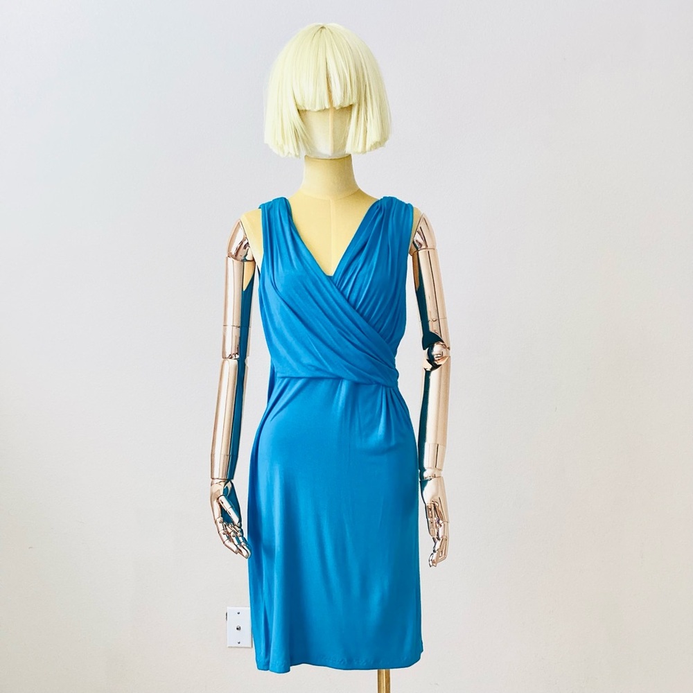 Emili PUCCI V Neck Sleeveless Knee Length in Vibrant Blue Dress SZ XS-S - Picture 1 of 8